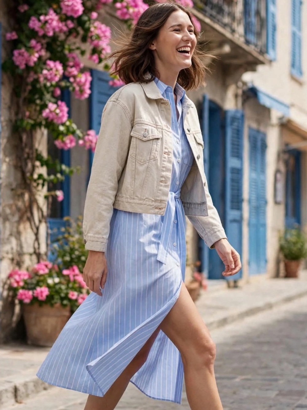 NWT ZARA STRIPED BELTED SHIRT DRESS
